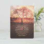 素朴な冬のウェディング　エレガントな木　雪の結晶が落ちる 招待状 (スタンド正面)