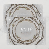 素朴な冬のウェディング ブランチーズ 出席カード 招待状 (正面/裏面)