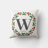 素朴な冬のクリスマスモノグラムイニシャルリース クッション (裏面)