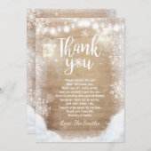 素朴な冬のサンキューカードのベビーシャワーの雪木 サンキューカード (正面/裏面)