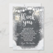 素朴な冬のサンキューカードのベビーシャワーの雪片 サンキューカード (正面)