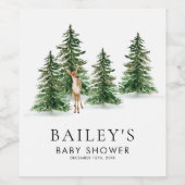 素朴な冬のベイビーシャワーワインラベル ワインラベル (シングルラベル)