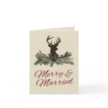 素朴な冬のホリデー パイン 結婚式 お礼カード