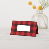 素朴な冬のログジャンボレッドバッファロープレイドパーティー プレイスカード (正面)