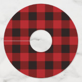 素朴な冬のログジャンボレッドバッファロープレイドパーティー ワイングラスタグ (正面)