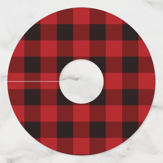 素朴な冬のログジャンボレッドバッファロープレイドパーティー ワイングラスタグ (正面)