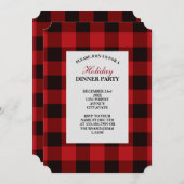 素朴な冬のログジャンボレッドバッファロープレイドパーティー 招待状 (正面/裏面)