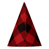 素朴な冬のログジャンボール 赤いバッファロープレイドパーティー パーティーハット (裏面)