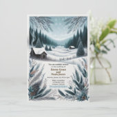 素朴な冬のログハウス ウェディング招待状 招待状 (スタンド正面)