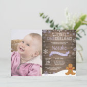 素朴な冬のワンダーランド1歳誕生日招待状 招待状 (スタンド正面)