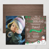 素朴な冬のワンダーランド1歳誕生日招待状 招待状 (正面/裏面)