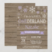 素朴な冬のワンダーランド1歳誕生日招待状 招待状 (正面/裏面)