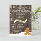 素朴な冬のワンダーランド1歳誕生日招待状 招待状 (スタンド正面)