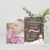 素朴な冬のワンダーランド1歳誕生日招待状 招待状 (スタンド正面)