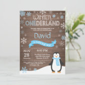 素朴な冬のワンダーランド1歳誕生日招待状 招待状 (スタンド正面)