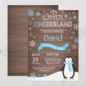 素朴な冬のワンダーランド1歳誕生日招待状 招待状 (正面/裏面)
