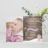 素朴な冬のワンダーランド1歳誕生日招待状 招待状 (スタンド正面)