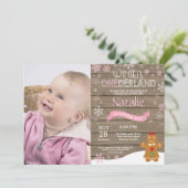 素朴な冬のワンダーランド1歳誕生日招待状 招待状 (スタンド正面)