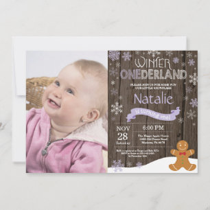 素朴な冬のワンダーランド1歳誕生日招待状 招待状