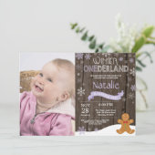 素朴な冬のワンダーランド1歳誕生日招待状 招待状 (スタンド正面)