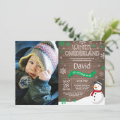 素朴な冬のワンダーランド1歳誕生日招待状 招待状 (スタンド正面)