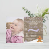 素朴な冬のワンダーランド1歳誕生日招待状 招待状 (スタンド正面)