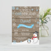素朴な冬のワンダーランド1歳誕生日招待状 招待状 (スタンド正面)