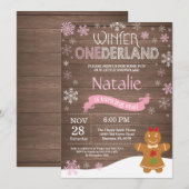 素朴な冬のワンダーランド1歳誕生日招待状 招待状 (正面/裏面)