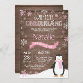 素朴な冬のワンダーランド 1歳の誕生日招待状 招待状 (正面/裏面)