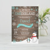素朴な冬のワンダーランド 1歳の誕生日招待状 招待状 (スタンド正面)