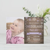 素朴な冬のワンダーランド 1歳の誕生日招待状 招待状 (スタンド正面)