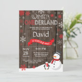 素朴な冬のワンダーランド 1歳の誕生日招待状 招待状 (スタンド正面)