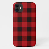 素朴な冬の休日の赤い黒いバッファローのプレイド Case-Mate iPhoneケース (裏面)