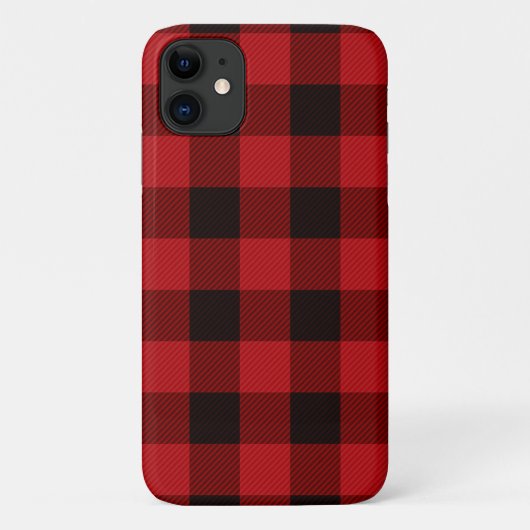 素朴な冬の休日の赤い黒いバッファローのプレイド Case-Mate iPhoneケース (裏面)