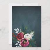 素朴な冬の優雅な赤い芍薬の誕生日パーティー 招待状 (裏面)