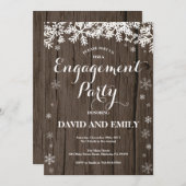 素朴な冬の婚約パーティの招待状 招待状 (正面/裏面)