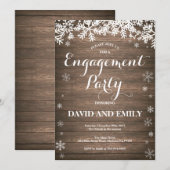 素朴な冬の婚約パーティー招待状 招待状 (正面/裏面)