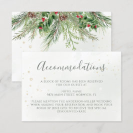 素朴な冬の実と松ぼっくりとグリーン ウェディング エンクロージャーカード