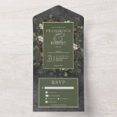 素朴な冬の実と黒い松の２つのディナー オールインワン招待状 (内側)