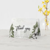 素朴な冬の木々 結婚式のお礼カード カード (黄色い花)