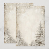 素朴な冬の木の招待状テンプレート | ビンテージ 招待状 (正面/裏面)