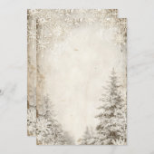 素朴な冬の木の招待状テンプレート | ビンテージH 招待状 (正面/裏面)