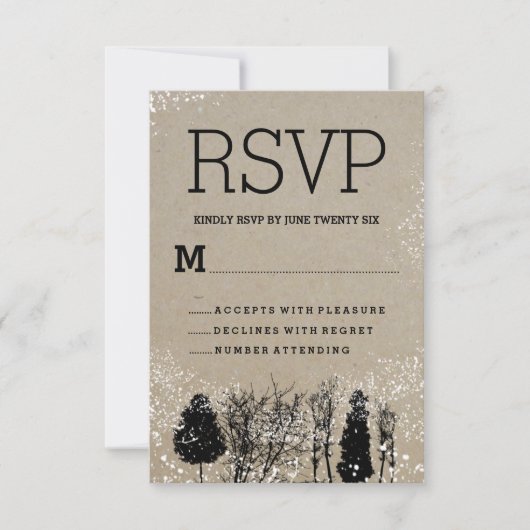 素朴な冬の木 RSVP カード (正面)