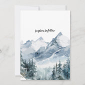 素朴な冬の松の木と山の屋外ウェディング 招待状 (裏面)