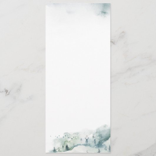 素朴な冬の松の木のクリスマス ウェディング ディナー メニュー (裏面)