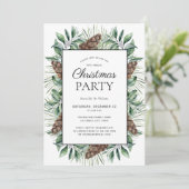 素朴な冬の松ぼっくりホリデーパーティー 招待状 (スタンド正面)