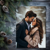 素朴な冬の松林のフォトウェディング セーブザデート