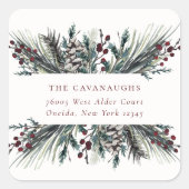 素朴な冬の枝のホリデー アドレス スクエアシール (正面)