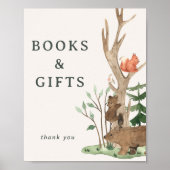 素朴な冬の森のベイビーシャワー ギフトサイン ポスター (正面)