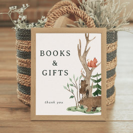 素朴な冬の森のベイビーシャワー ギフトサイン ポスター